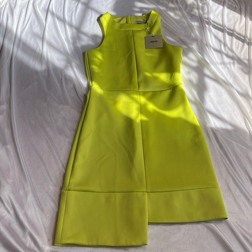 ASOS Lime Green Structured Asymmetrical Dress